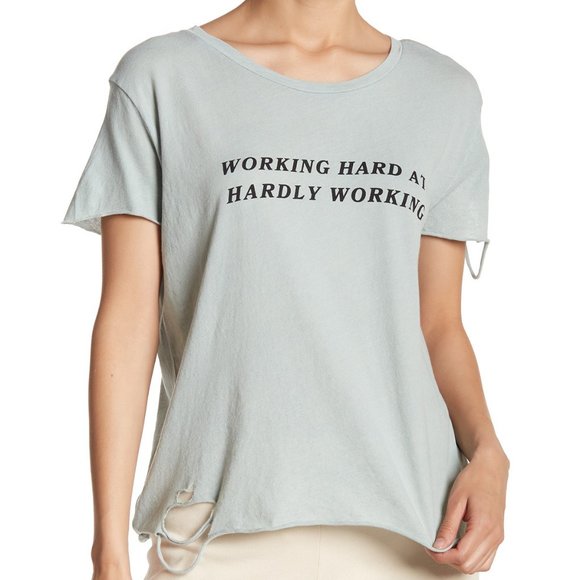 WILDFOX Hardly Working Distressed Tee - Picture 2 of 3